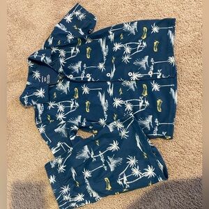 Blue Hawaiian Print Pajama Set